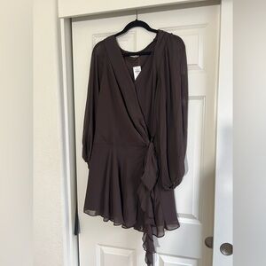 Abercrombie & Fitch Long-Sleeve Plunge Wrap Mini Dress